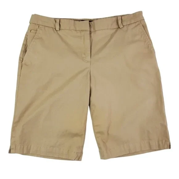 Talbots Petite Flat Front Shorts Women’s Khaki Casual Chinos - Size 4P - Picture 8 of 9
